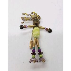 Vintage Figural Stick Pin Artisan Beads Wild Hair Moonbabies Person Girl Boy